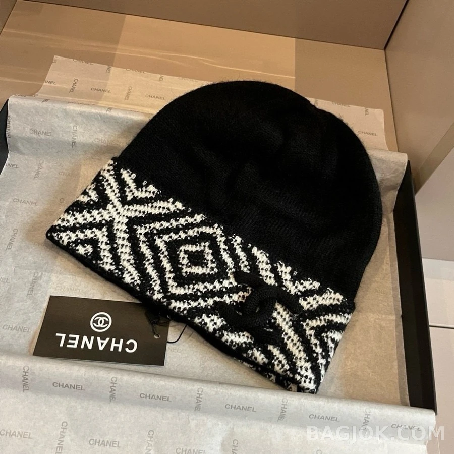 샤넬 샤넬 로고 지오메트릭 니트 비니 상세 이미지