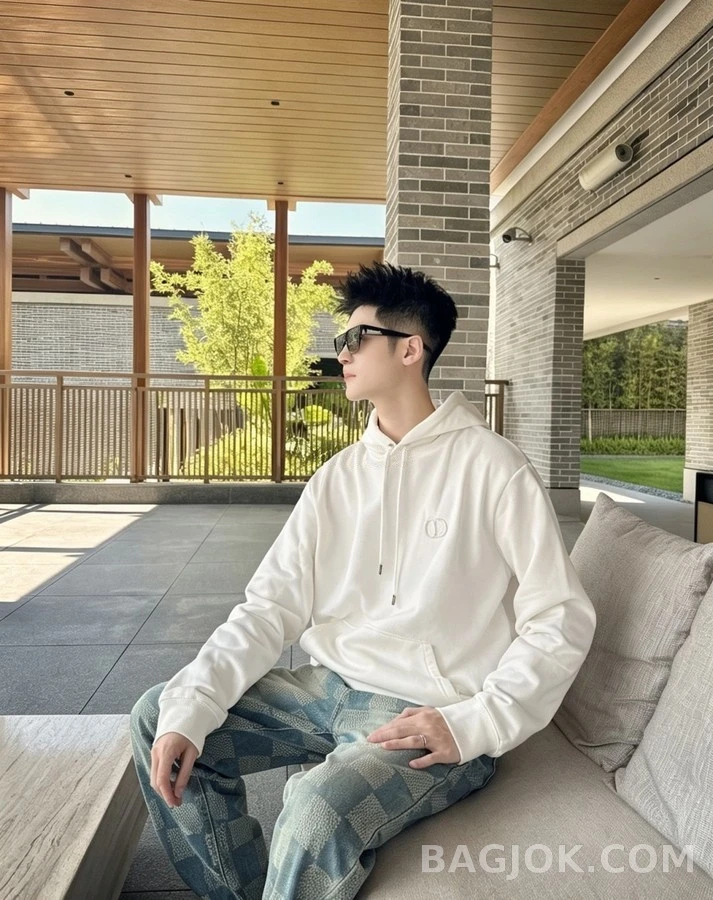 디올 디올 아이콘 자수 후드 티셔츠 상세 이미지