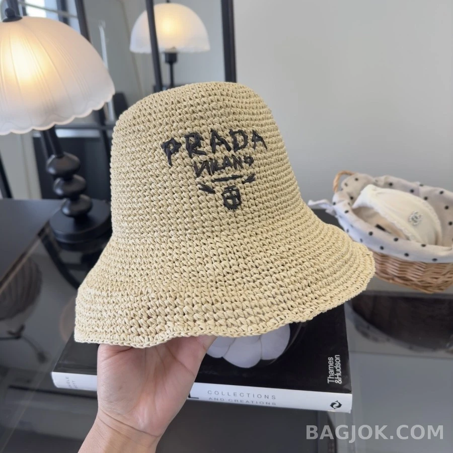 프라다 프라다 로고 크로셰 버킷햇 상세 이미지