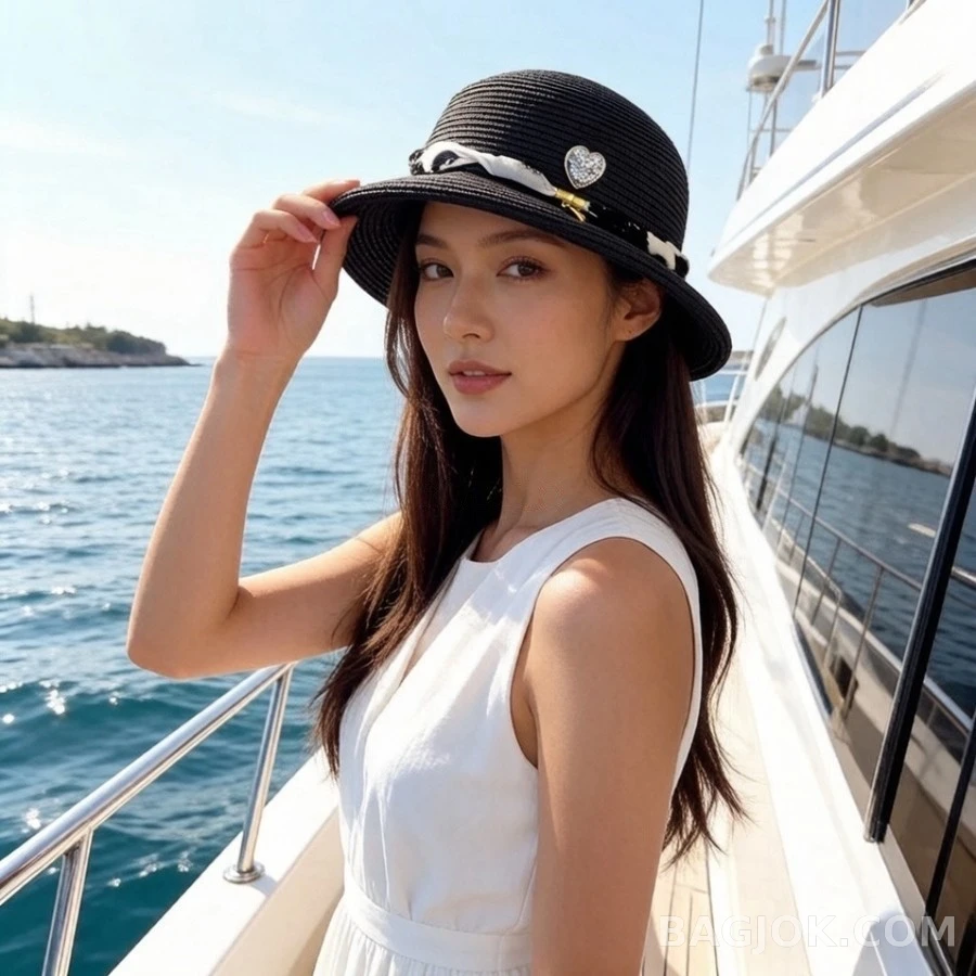 샤넬 샤넬 하트 브로치 스트로 햇 상세 이미지