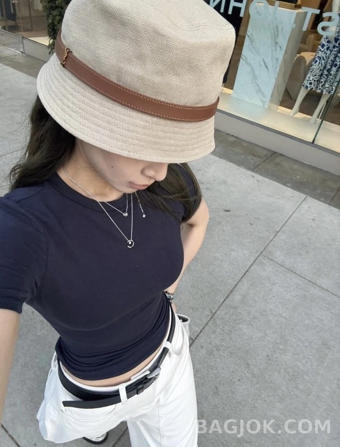 생로랑 세인트로랑 로고 가죽 스트랩 버킷햇 상세 이미지