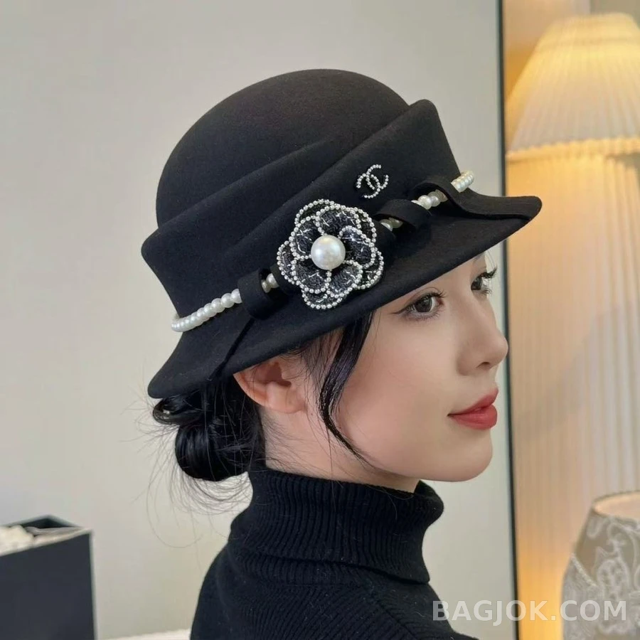 샤넬 샤넬 캐시미어 진주 까멜리아 모자 상세 이미지