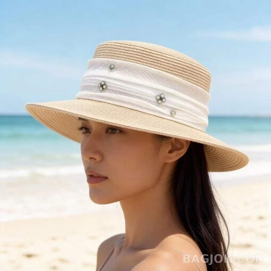 샤넬 샤넬 플라워 장식 스트로 햇 상세 이미지