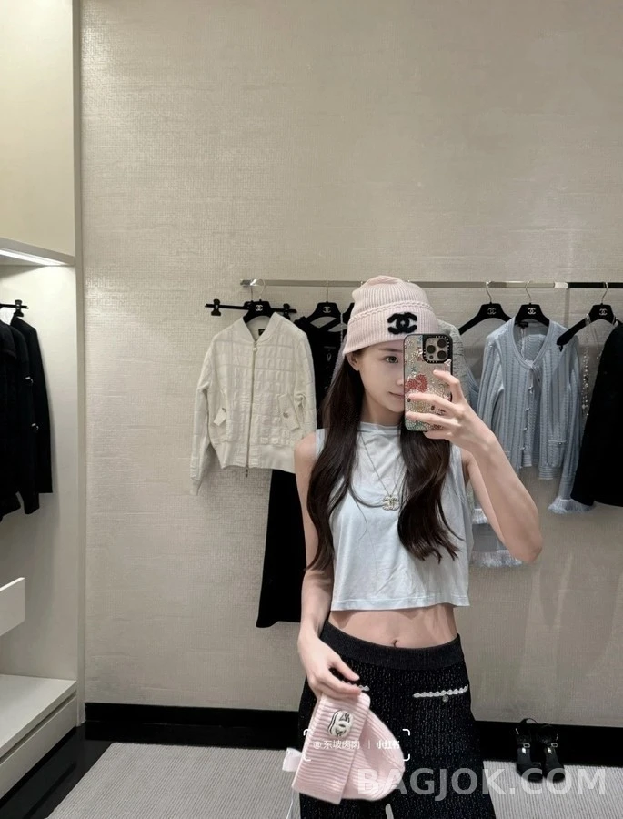 샤넬 샤넬 로고 비니 핑크 상세 이미지