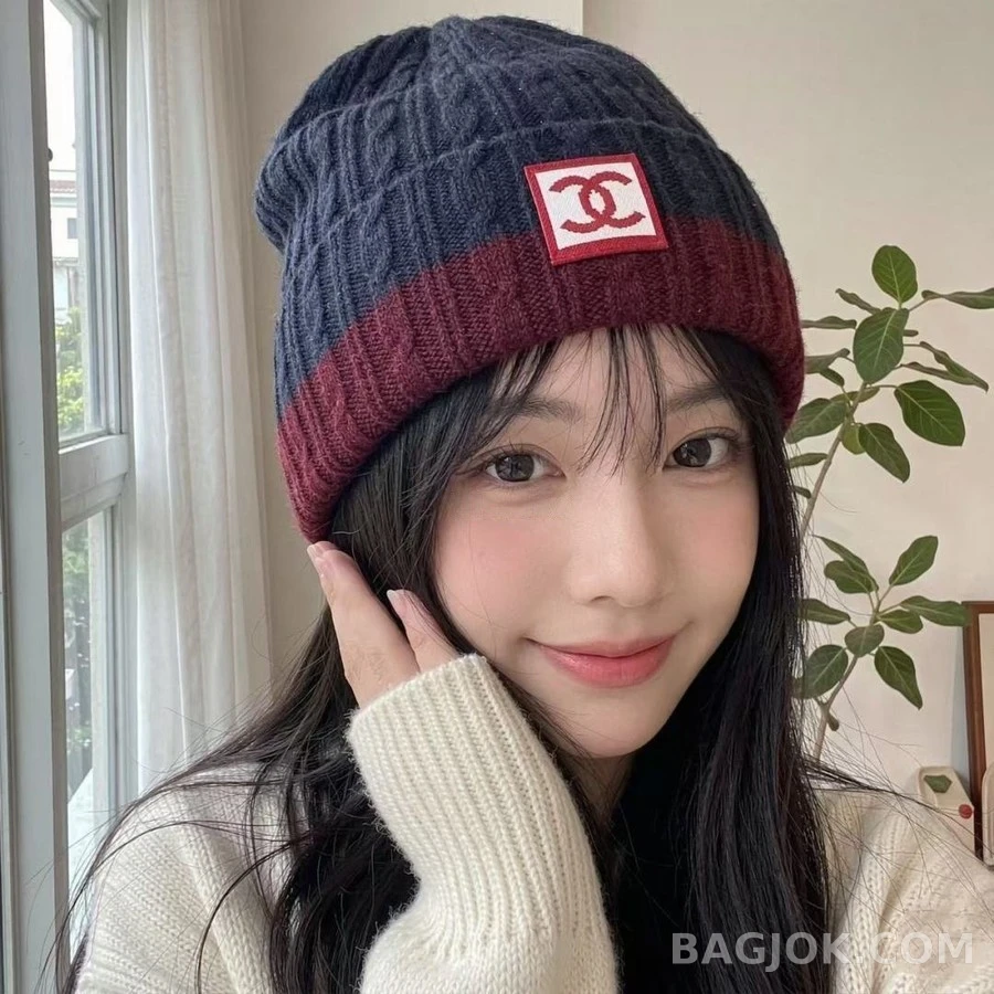 샤넬 샤넬 배색 니트 비니 상세 이미지