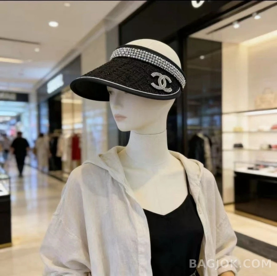 샤넬 샤넬 진주 큐빅 로고 바이저 상세 이미지
