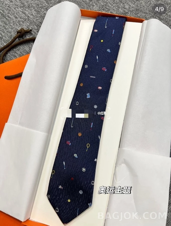에르메스 에르메스 올림픽 테마 패턴 넥타이 상세 이미지