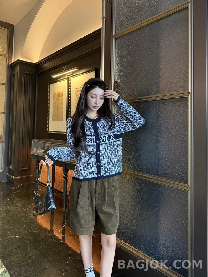 디올 디올 오블리크 패턴 레터링 가디건 상세 이미지