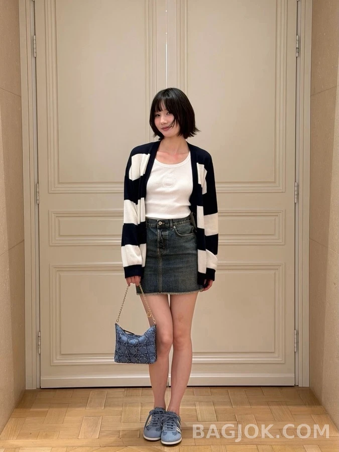 디올 디올 와이드 스트라이프 V넥 캐시미어 가디건 상세 이미지