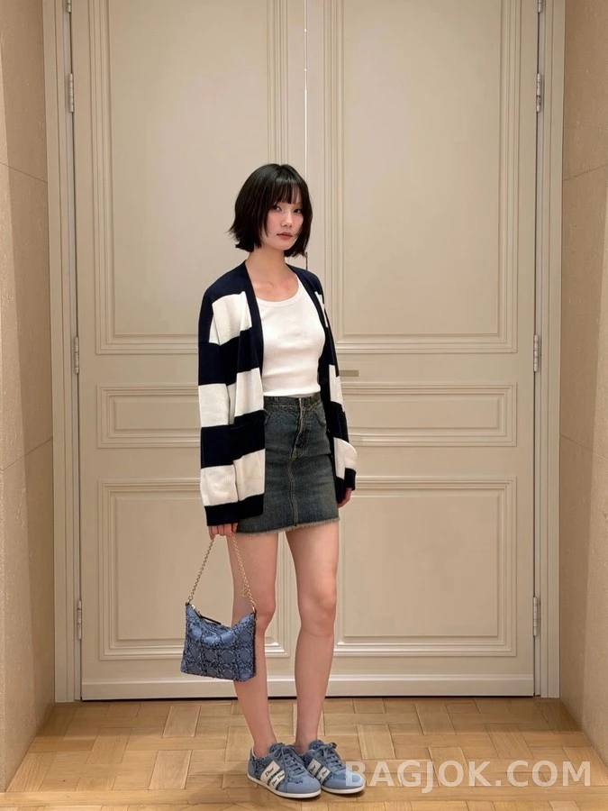 디올 디올 와이드 스트라이프 V넥 캐시미어 가디건 상세 이미지