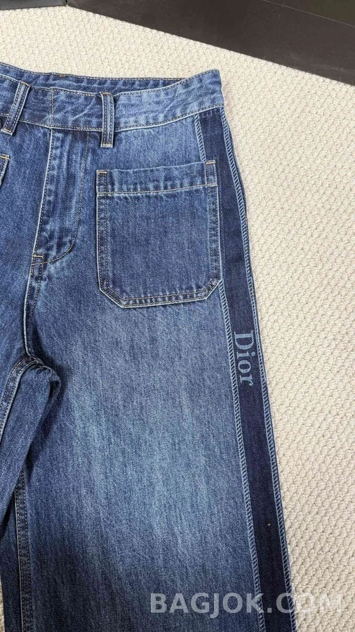 디올 디올 와이드핏 사이드 스트라이프 데님 팬츠 상세 이미지