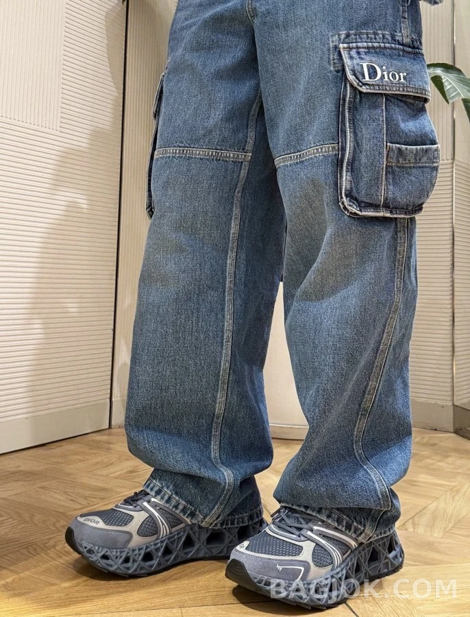디올 디올 자수 카고 데님 팬츠 상세 이미지