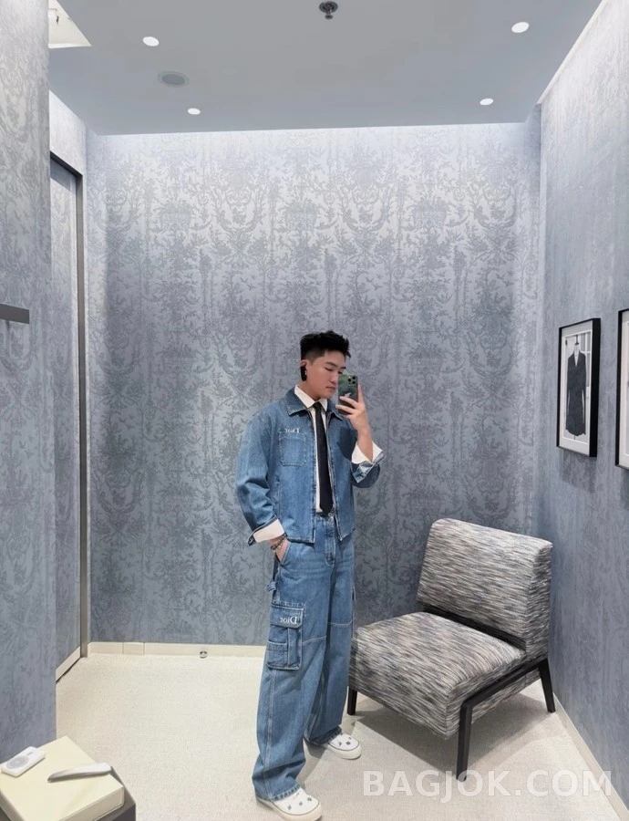 디올 디올 자수 카고 데님 팬츠 상세 이미지