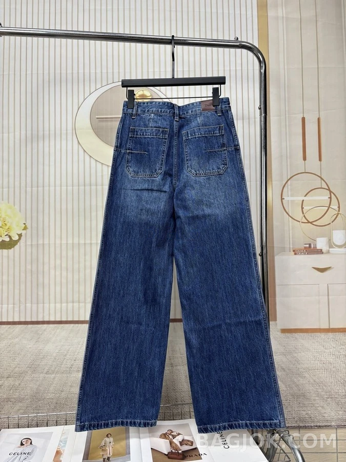 디올 디올 측면 로고 와이드 데님 팬츠 상세 이미지