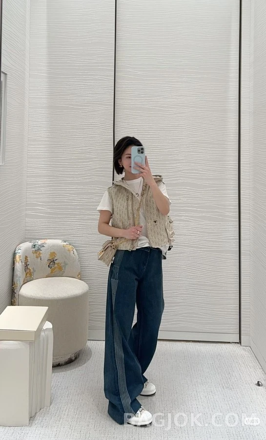 디올 디올 측면 스트라이프 와이드 데님 팬츠 상세 이미지