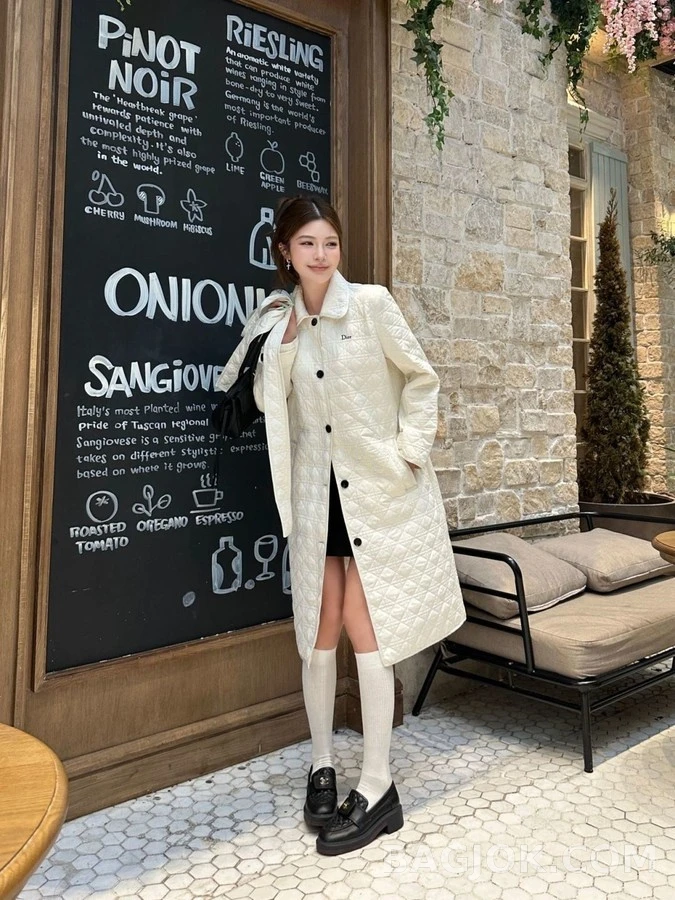 디올 디올 카나쥬 퀼팅 벨티드 롱 코트 상세 이미지