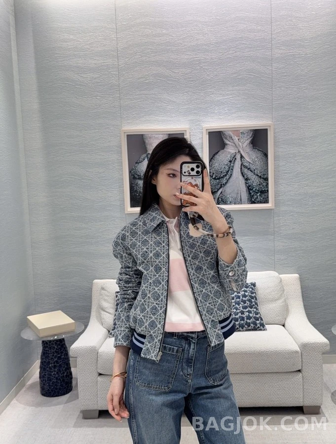 디올 디올 카나쥬 패턴 칼라 집업 자켓 상세 이미지