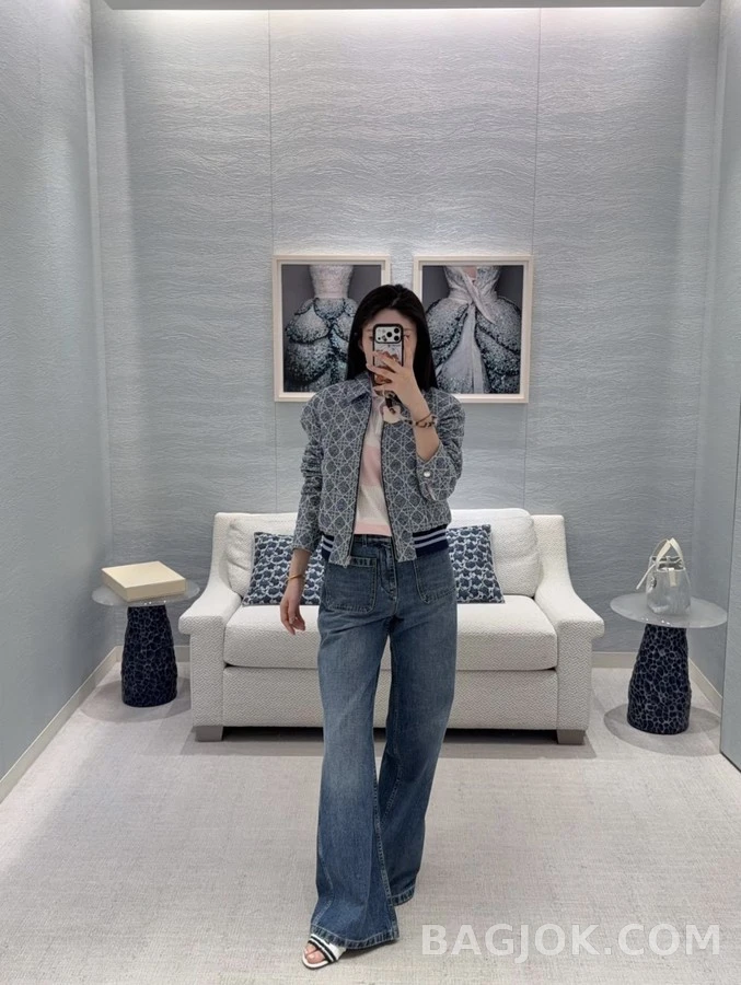 디올 디올 카나쥬 패턴 칼라 집업 자켓 상세 이미지