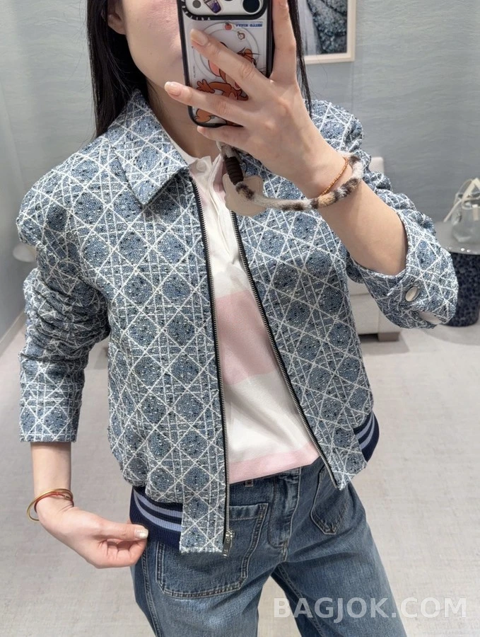 디올 디올 카나쥬 패턴 칼라 집업 자켓 상세 이미지
