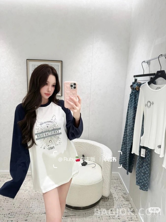 디올 디올 컬러블록 성좌 핫픽스 긴팔 티셔츠 상세 이미지