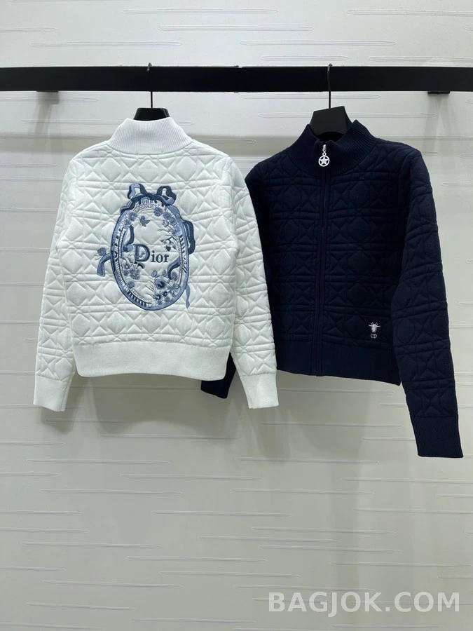 디올 디올 퀼팅 자수 카라집업 가디건 상세 이미지