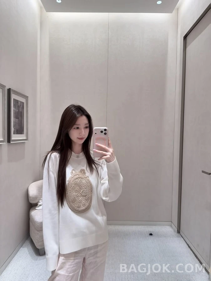 디올 디올 크로셰 보우 라운드넥 니트 상세 이미지
