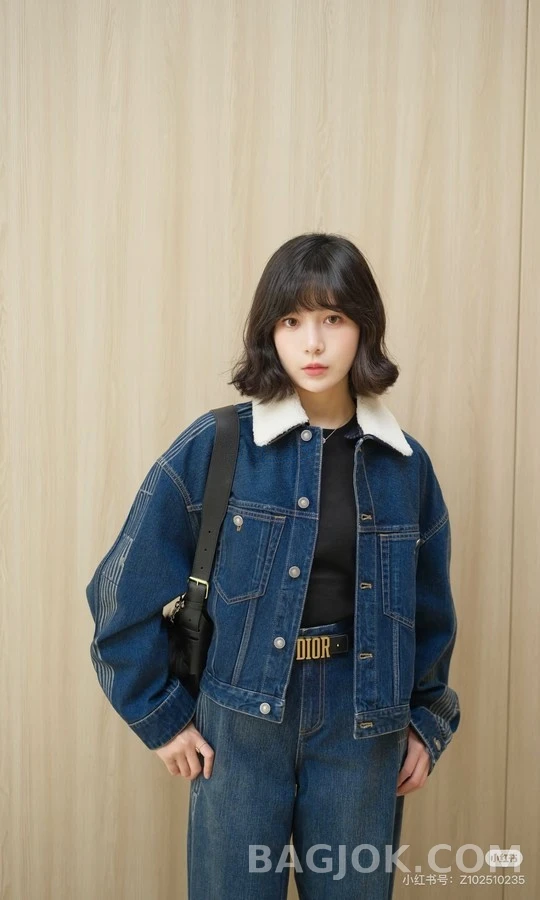 디올 디올 탈부착 퍼 칼라 데님 자켓 상세 이미지