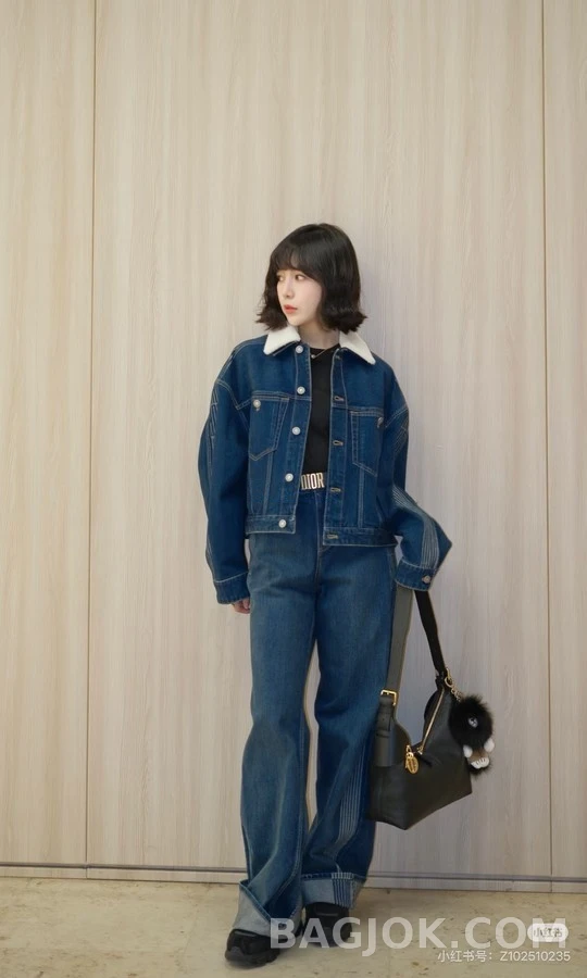 디올 디올 탈부착 퍼 칼라 데님 자켓 상세 이미지