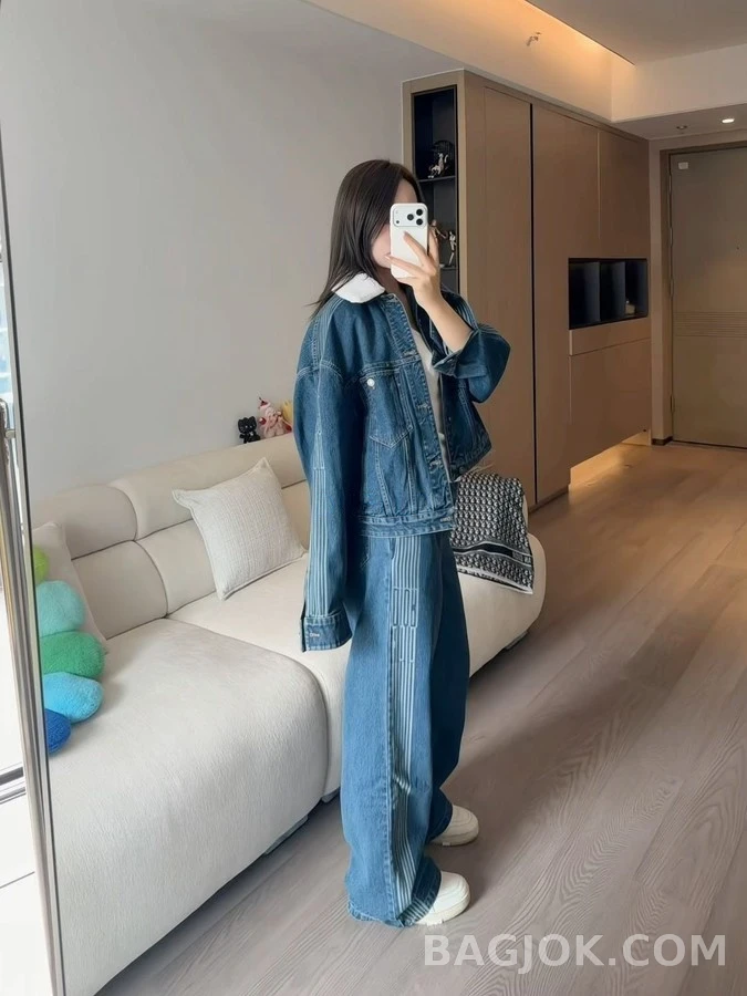 디올 디올 탈부착 퍼 칼라 데님 자켓 상세 이미지