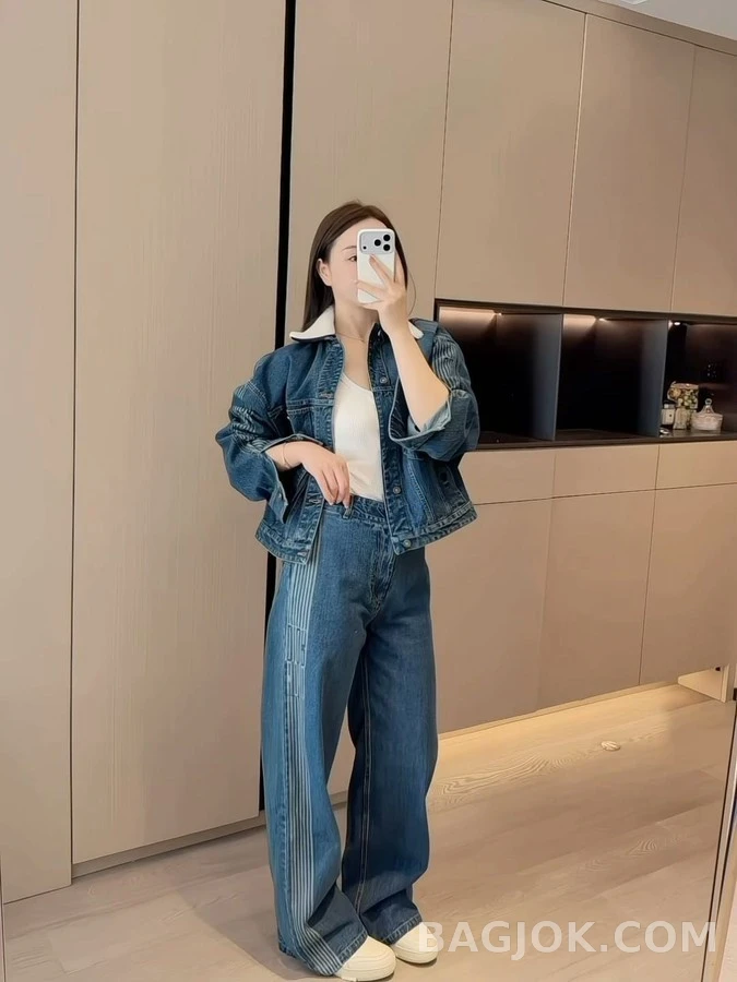 디올 디올 탈부착 퍼 칼라 데님 자켓 상세 이미지