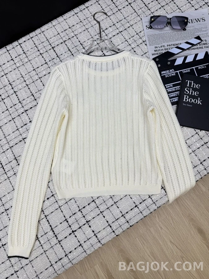 디올 디올 파이핑 오픈워크 니트 상세 이미지