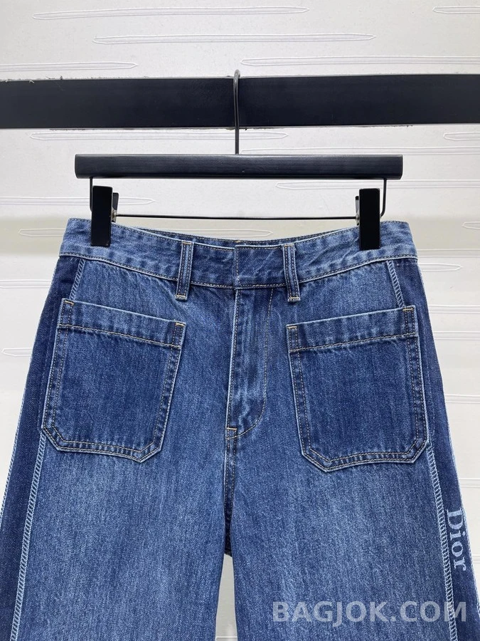 디올 디올 포켓 배색 레터링 와이드 데님 팬츠 상세 이미지