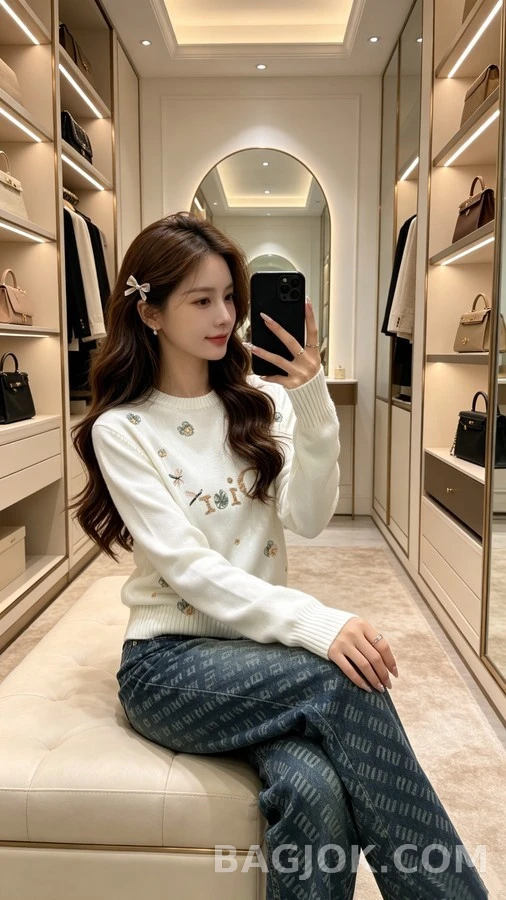 디올 디올 플라워 드래곤플라이 자수 니트 상세 이미지