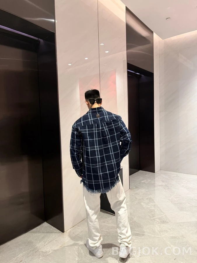 디올 디올 자수 유수 체크 셔츠 상세 이미지