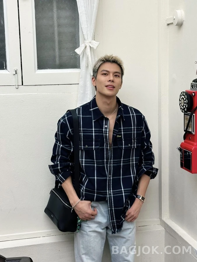 디올 디올 자수 유수 체크 셔츠 상세 이미지