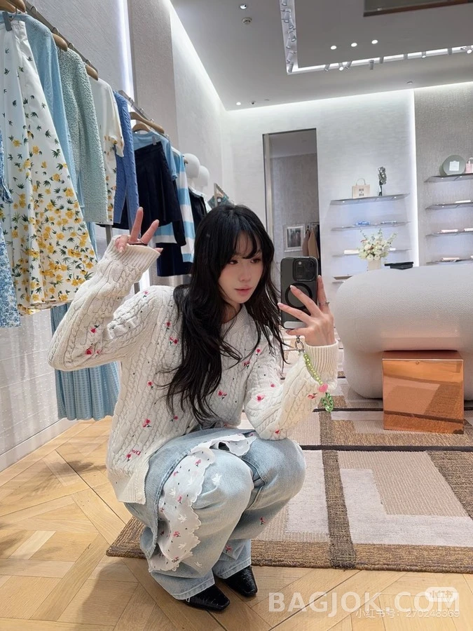 디올 디올 플라워 자수 꽈배기 가디건 상세 이미지
