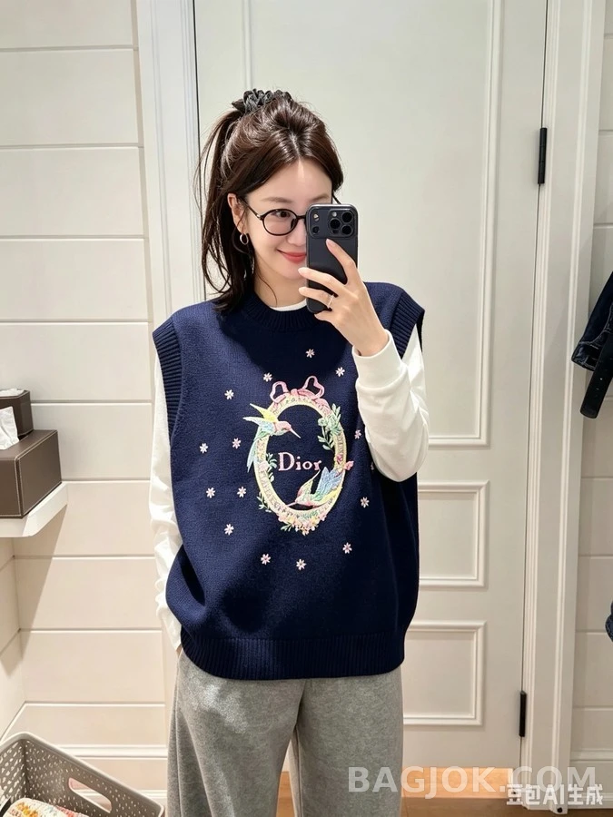 디올 디올 플라워 자수 니트 베스트 상세 이미지