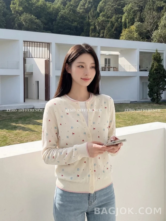 디올 디올 플라워 자수 라운드넥 가디건 상세 이미지