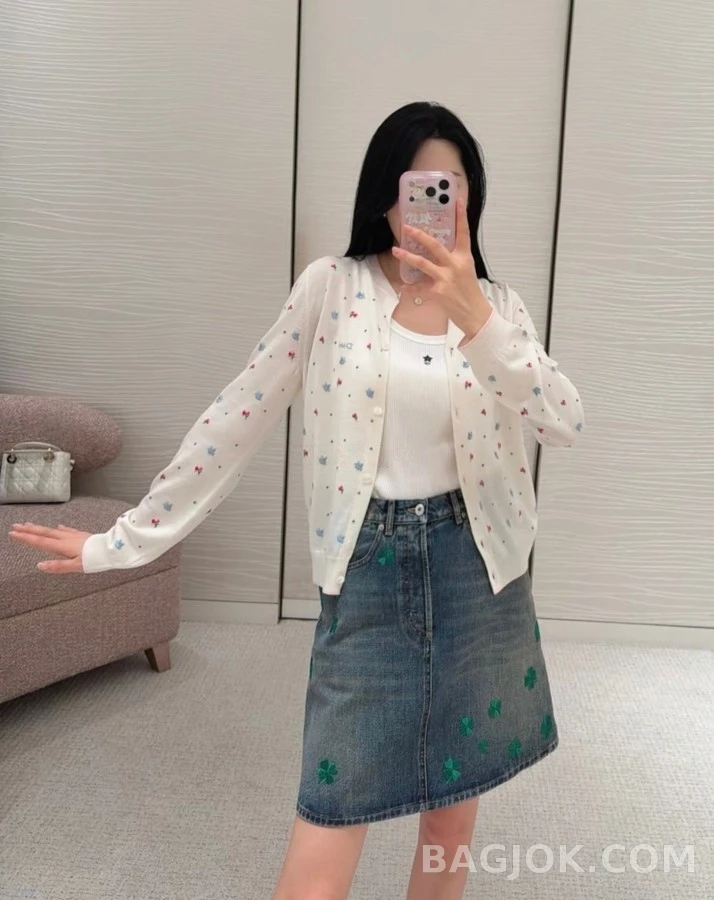 디올 디올 플라워 자수 라운드넥 가디건 상세 이미지