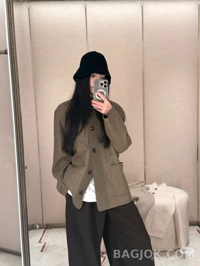 로로피아나 로로피아나 립넥 캐시미어 가디건 상세 이미지
