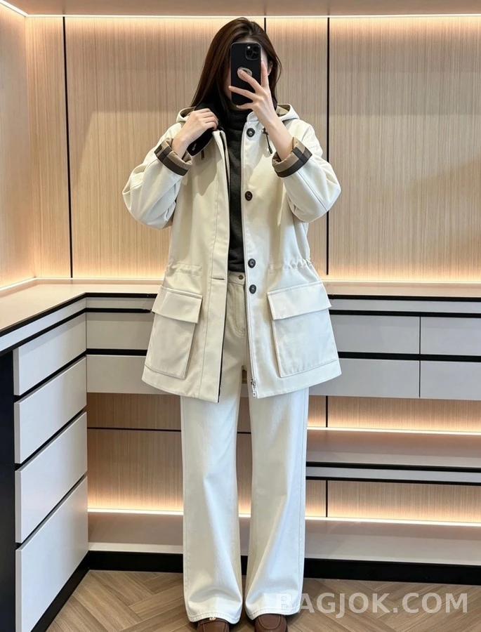 로로피아나 로로피아나 스웨이드 칼라 후드 자켓 상세 이미지