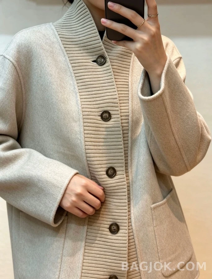 로로피아나 로로피아나 캐시미어 리브 카라 가디건 상세 이미지