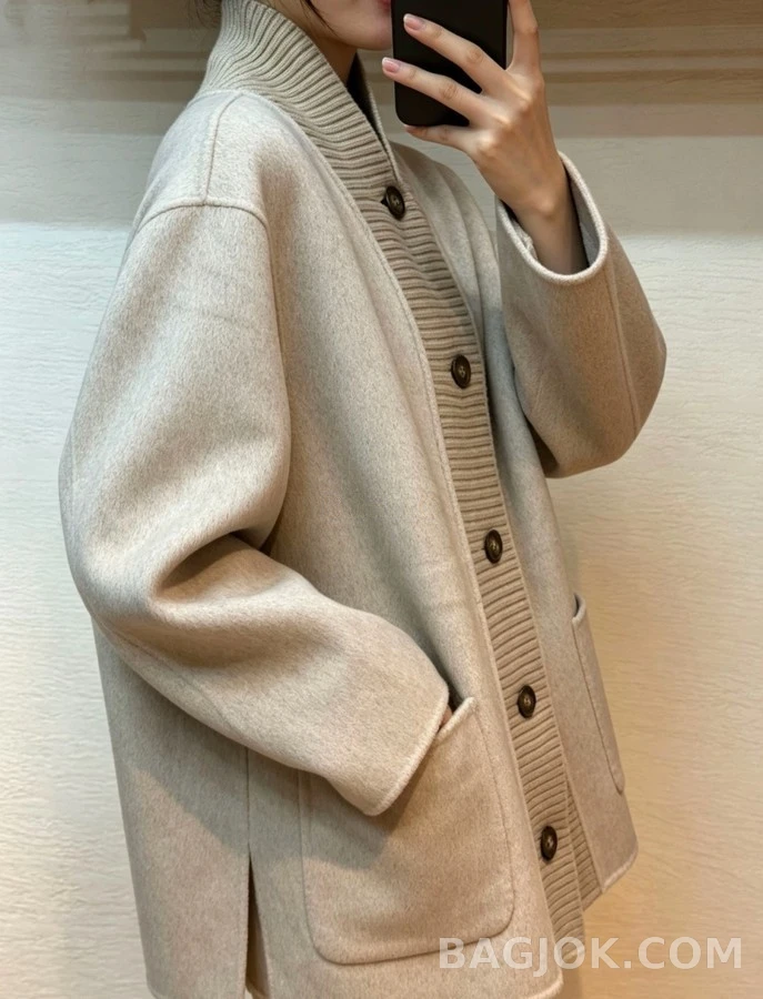 로로피아나 로로피아나 캐시미어 리브 카라 가디건 상세 이미지