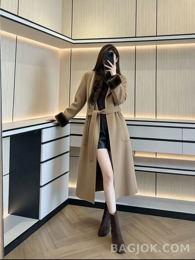로로피아나 로로피아나 캐시미어 밍크 퍼 벨티드 코트 상세 이미지