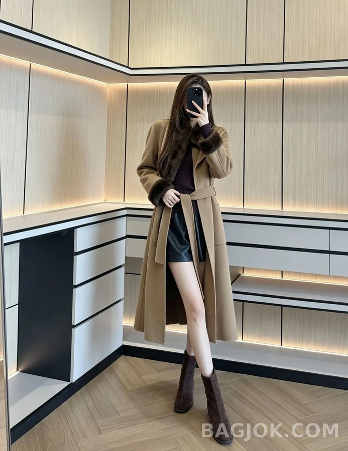 로로피아나 로로피아나 캐시미어 밍크 퍼 벨티드 코트 상세 이미지
