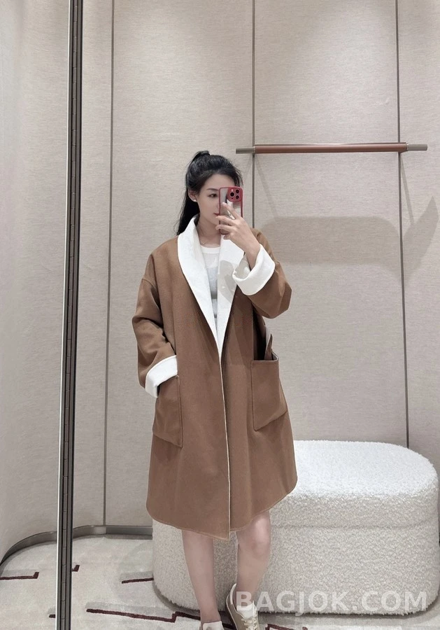 로로피아나 로로피아나 투톤 캐시미어 숄칼라 로브 코트 상세 이미지
