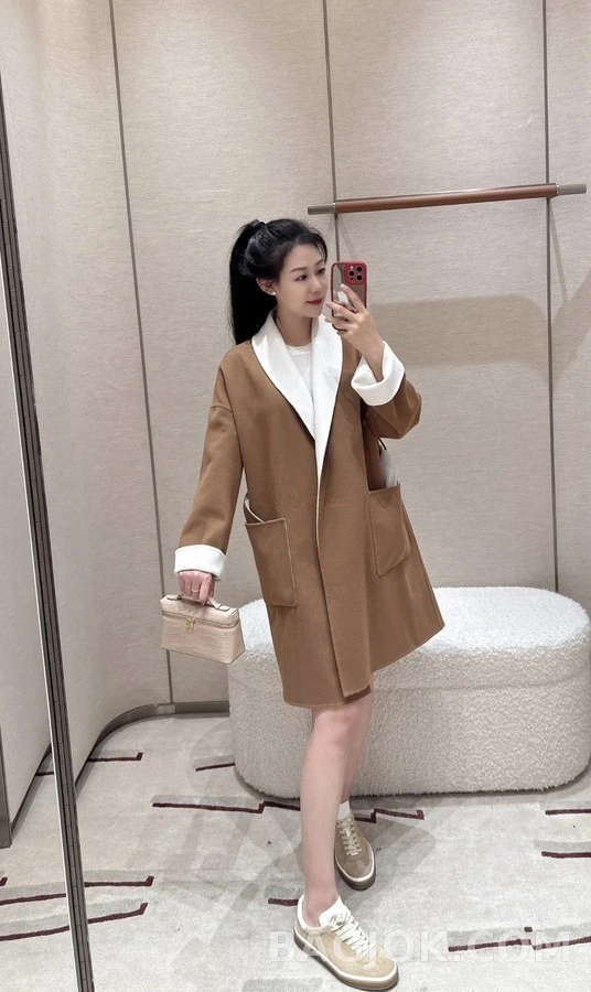 로로피아나 로로피아나 투톤 캐시미어 숄칼라 로브 코트 상세 이미지