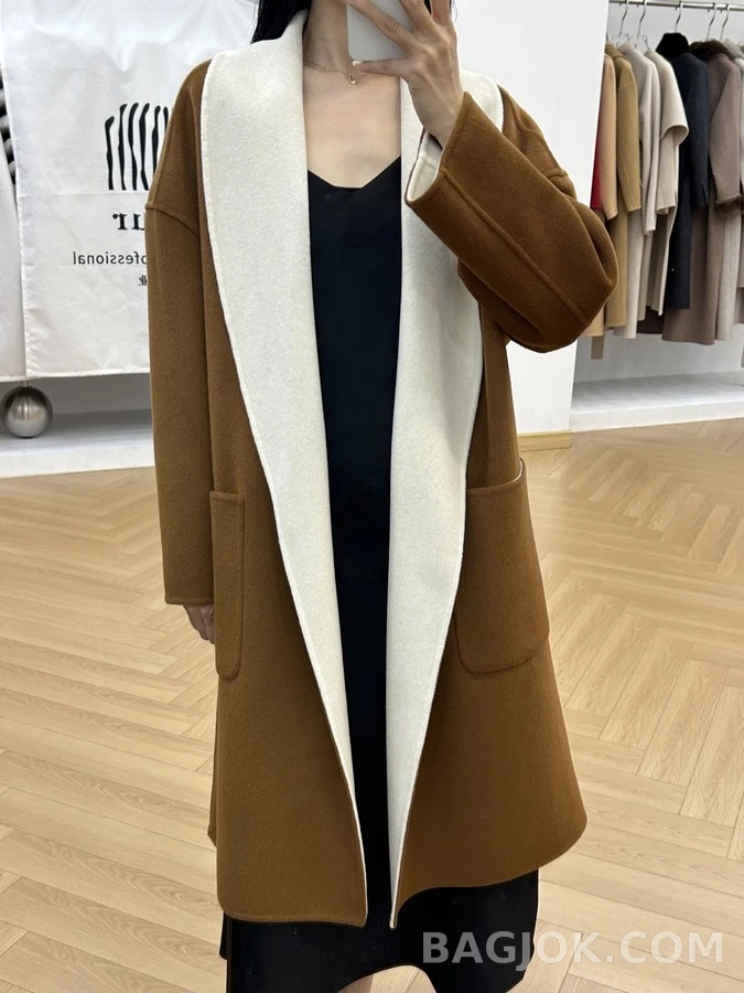 로로피아나 로로피아나 투톤 캐시미어 숄칼라 로브 코트 상세 이미지