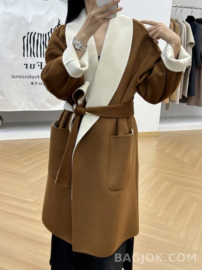 로로피아나 로로피아나 투톤 캐시미어 숄칼라 로브 코트 상세 이미지