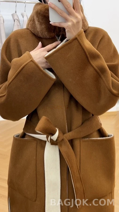 로로피아나 로로피아나 투톤 퍼 카라멜 코트 상세 이미지